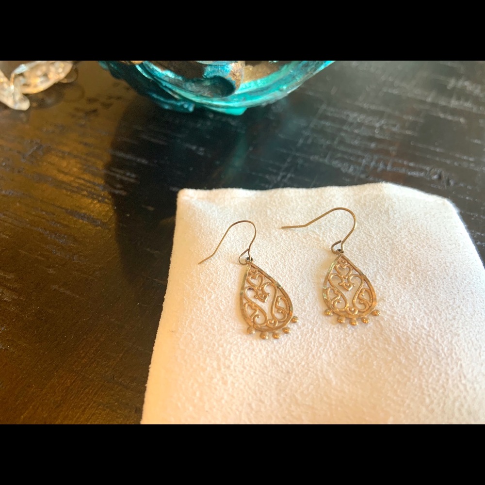 10K Gold Ornate Lace Earrings